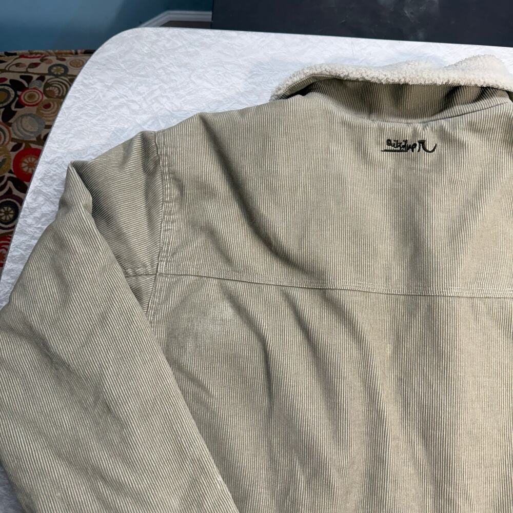 Y2K Quiksilver Corduroy Barn Jacket Sherpa Lined Chore Coat Beige L/G Vintage